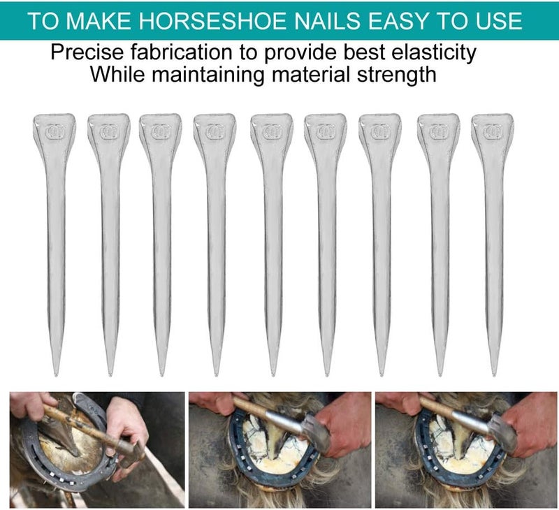 Kodrily 250PCS Horseshoe Nails, E6 Horse Shoe Nails, Sturdy Horseshoe Nail Kit, 2.13in Elasticity Steel Hoof Peg Firmly Horse Tool Accessory for Horse Training Equestrian Sports - Image 4
